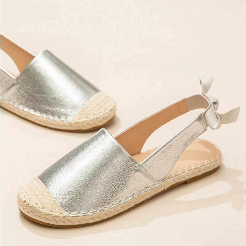 Damen Casual Closed Toe Bowknot Heel Espadrille Splicing Flats Fischersandalen