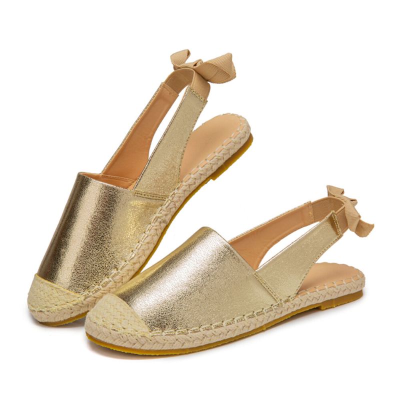 Damen Casual Closed Toe Metallic Bequeme Espadrilles Flache Sandalen