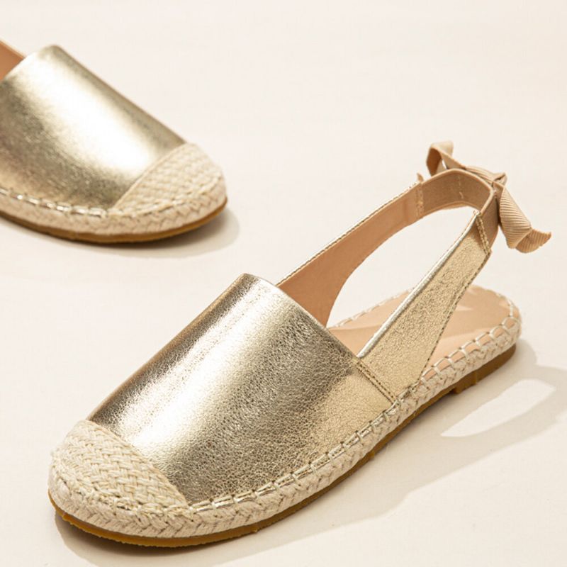 Damen Casual Closed Toe Metallic Bequeme Espadrilles Flache Sandalen