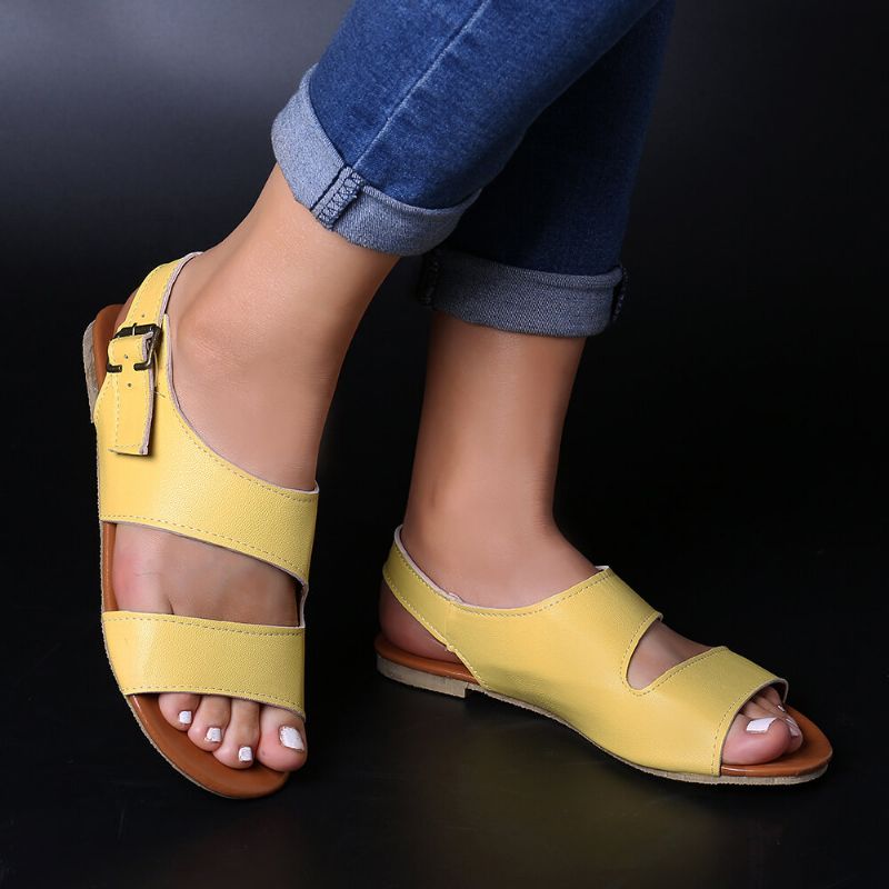 Damen Casual Double Band Open Toe Buckle Sandalen