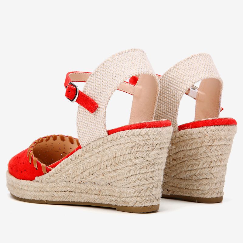 Damen-espadrilles Ausschnitt Knöchelriemen Lässige Keilsandalen