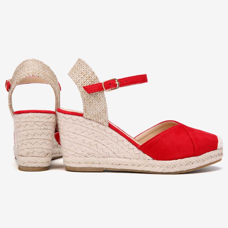 Damen Espadrilles Gummiband Knöchelriemen Lässige Sommer Keilsandalen