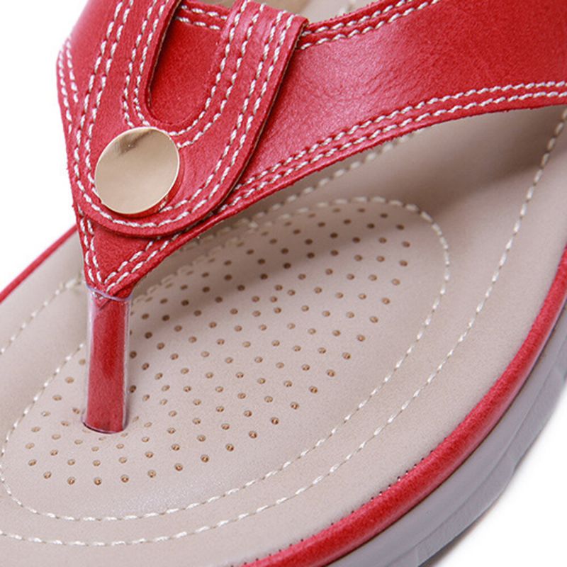 Damen-flip-flops Mit Großen Nähten Flache Lässige Strandsandalen