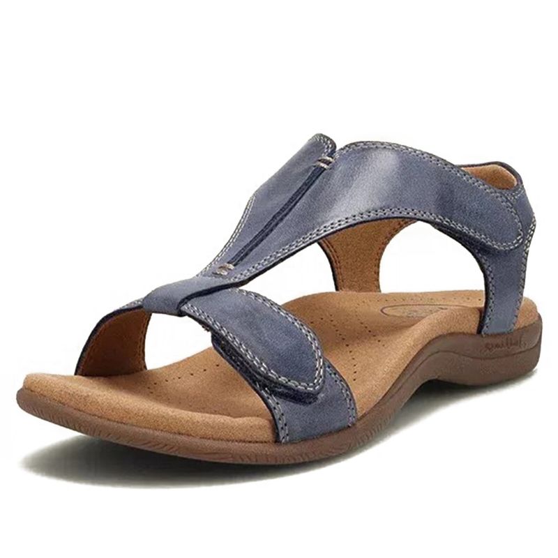 Damen-sandalen Mit Runder Zehenpartie Bequemer Weicher Sohle Und Lässiger Flacher Größe