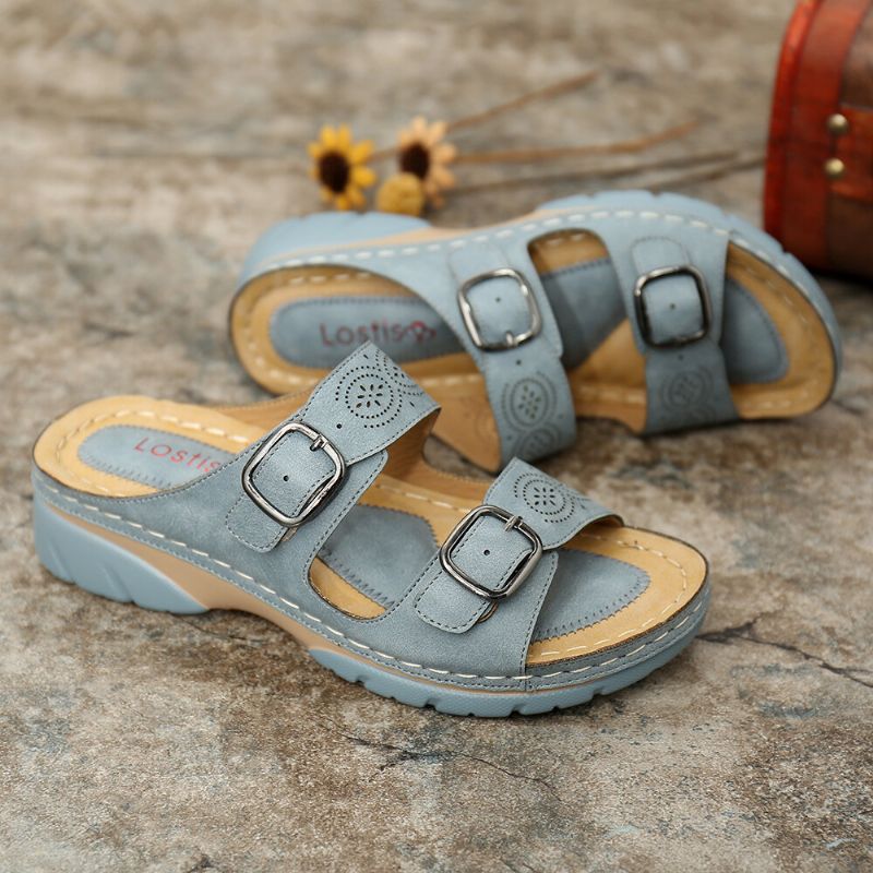 Damen-sandalen Mit Verstellbarem Riemen Und Offenem Zehenbereich. Lässige Sommer-keilsandalen