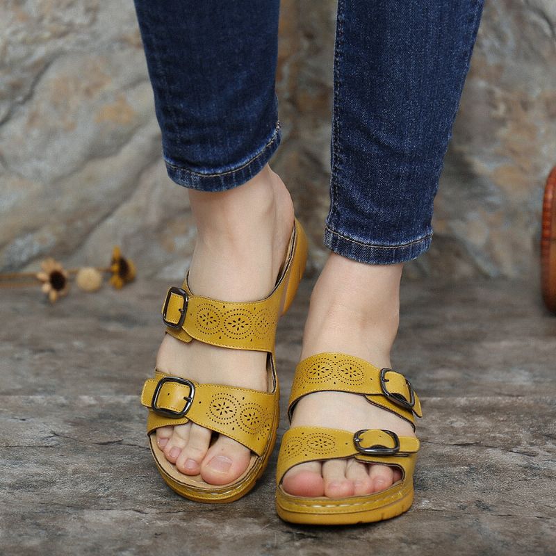 Damen-sandalen Mit Verstellbarem Riemen Und Offenem Zehenbereich. Lässige Sommer-keilsandalen