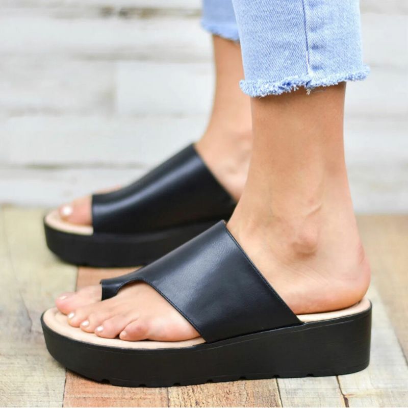 Damen-zehenring Bequemer Sommer-strand-slip-on Lässige Plateau-sandalen