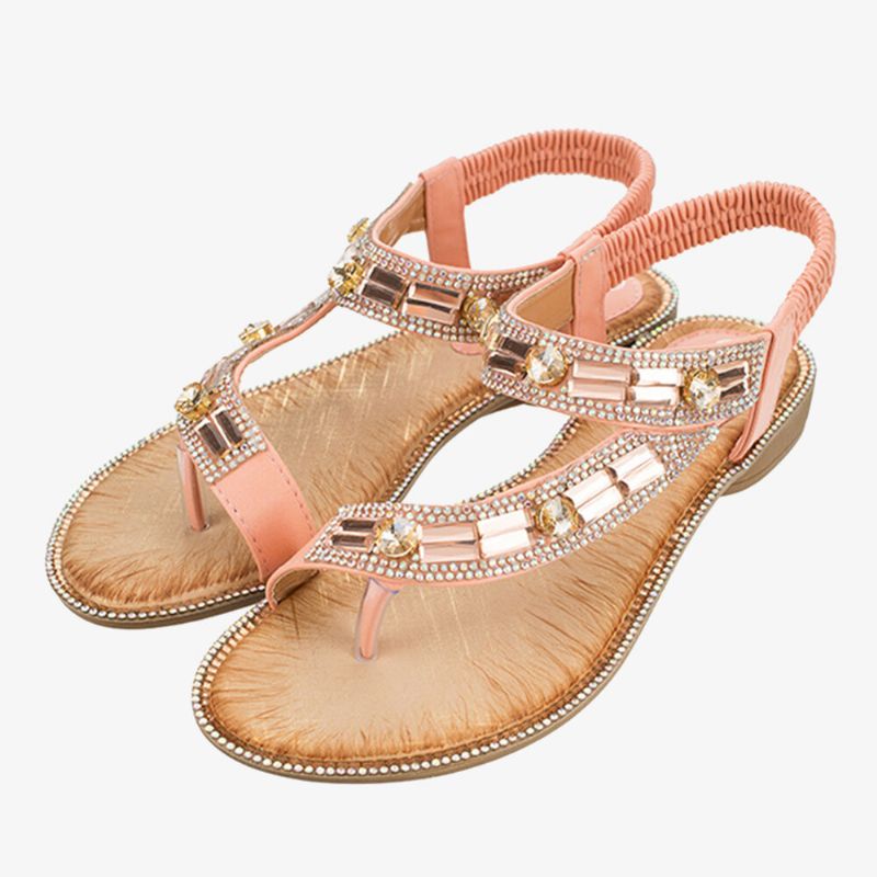 Damenmode Strass Böhmen Tragbare Clip Toe Sandalen