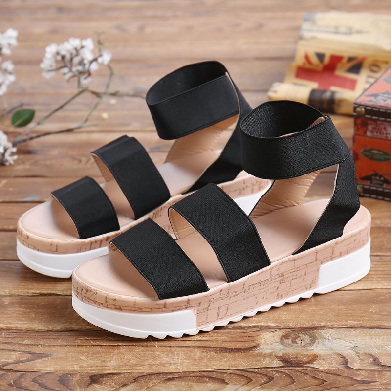 Einfarbige Damen-plateau-sandalen