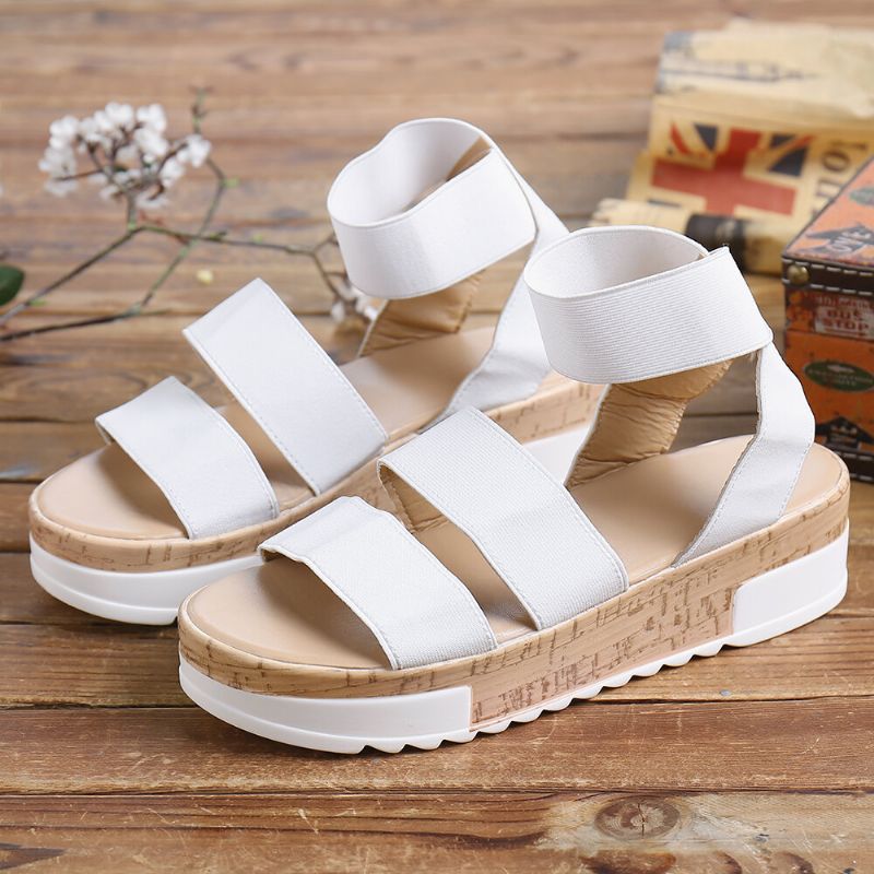 Einfarbige Damen-plateau-sandalen