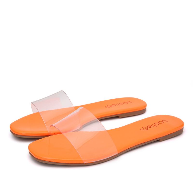 Einfarbige Transparente Lässige Slide-sandalen Für Damen