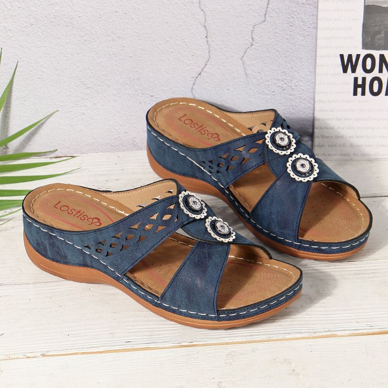 Frauen Aushöhlen Open Toe Beach Wedges Freizeitsandalen