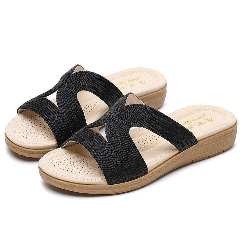 Frauen Bohemia Weave Cut-out Lässige Bequeme Tragbare Sandalen Mit Keilabsatz