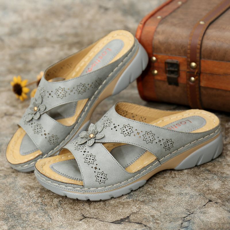 Frauen Cutout Open Toe Soft Sole Slip-on Casual Daily Summer Wedges Sandalen