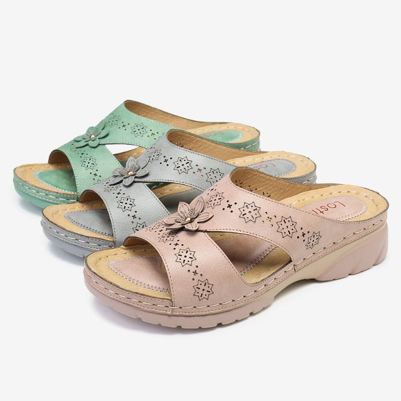 Frauen Cutout Open Toe Soft Sole Slip-on Casual Daily Summer Wedges Sandalen