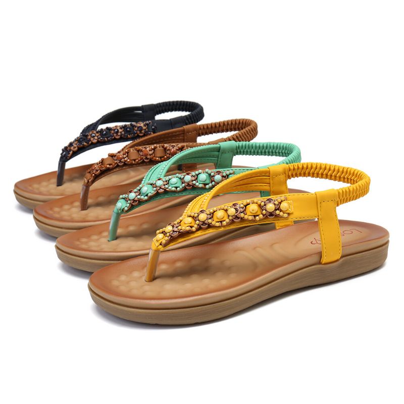 Frauen Die Strass-gummiband-slip-on-flip-flops Beiläufige Sandalen Bördeln