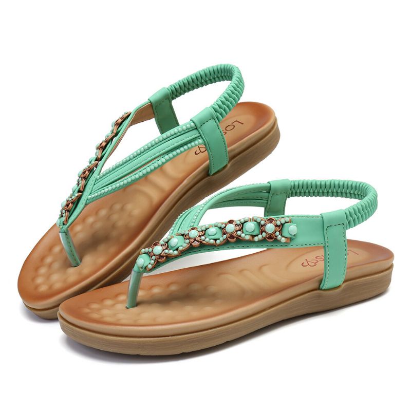 Frauen Die Strass-gummiband-slip-on-flip-flops Beiläufige Sandalen Bördeln