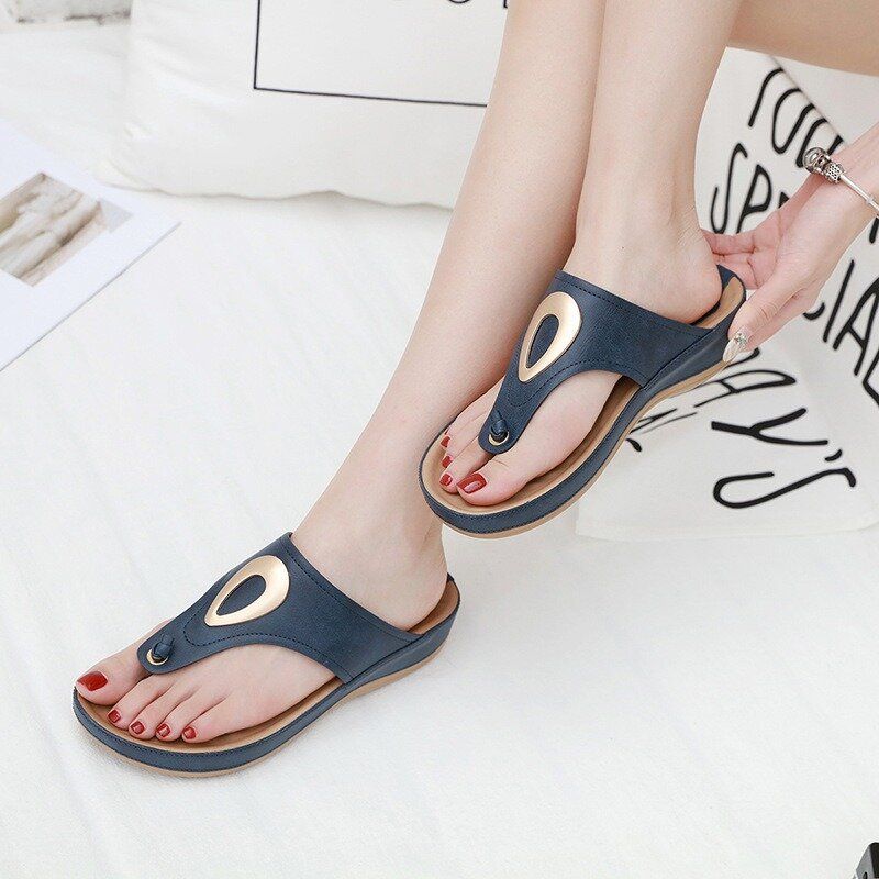 Frauen Große Größe Metall Clip Toe Flip Flops Strand Casual Sandalen