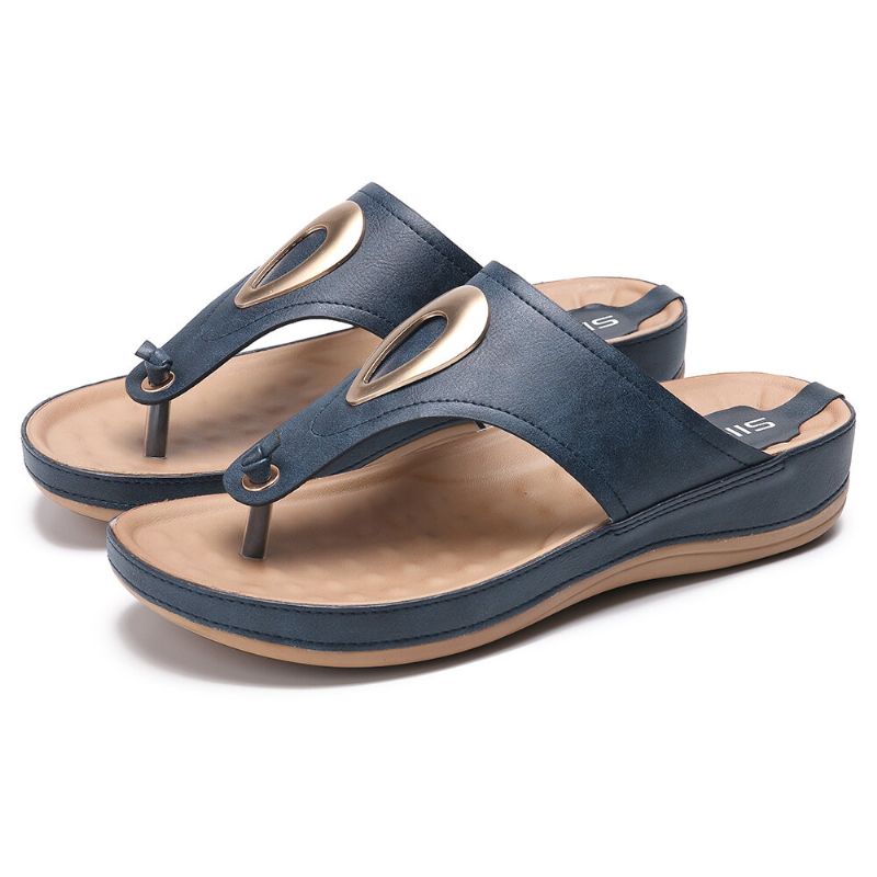 Frauen Große Größe Metall Clip Toe Flip Flops Strand Casual Sandalen