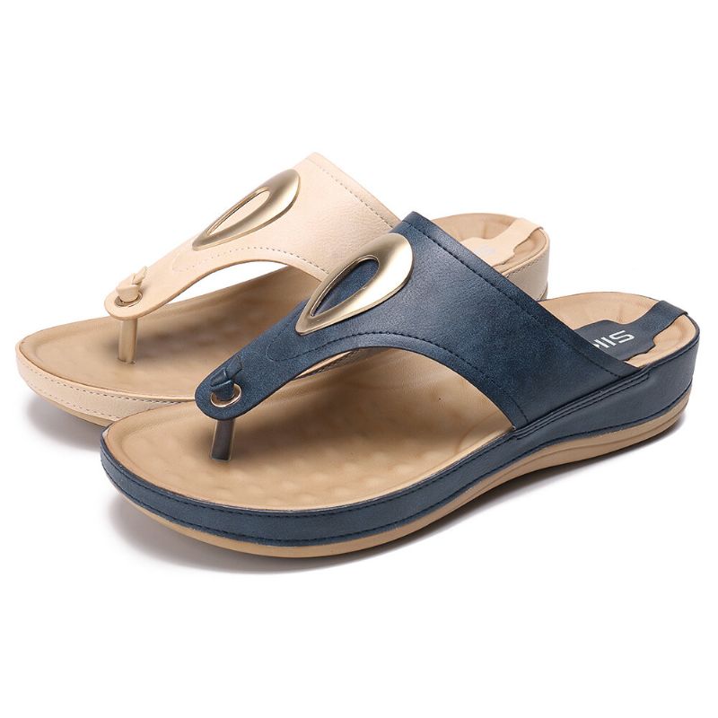 Frauen Große Größe Metall Clip Toe Flip Flops Strand Casual Sandalen