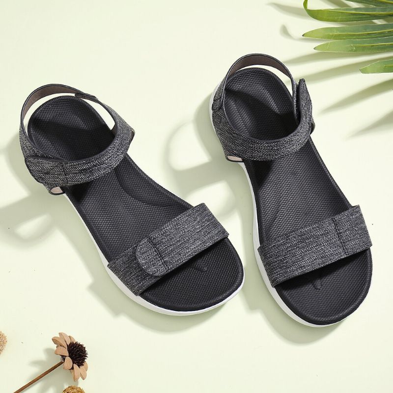 Frauen Hook Loop Open Toe Weiche Sohle Bequeme Sommer Casual Flache Sandalen