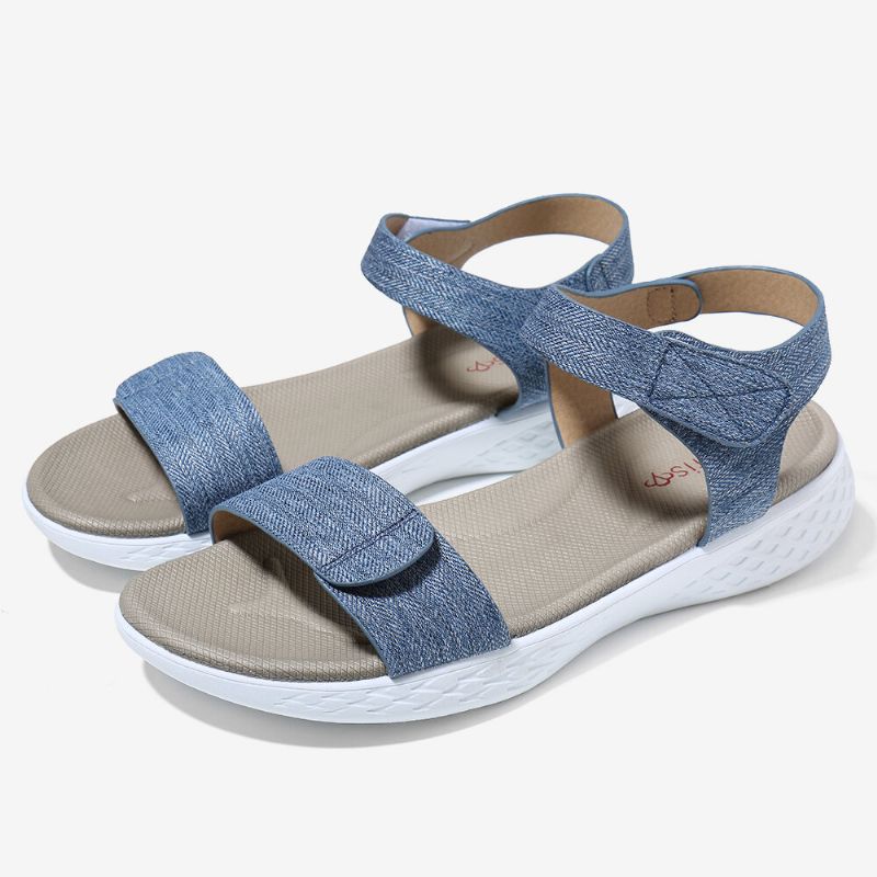 Frauen Hook Loop Open Toe Weiche Sohle Bequeme Sommer Casual Flache Sandalen