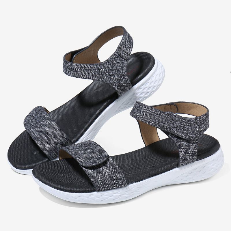 Frauen Hook Loop Open Toe Weiche Sohle Bequeme Sommer Casual Flache Sandalen