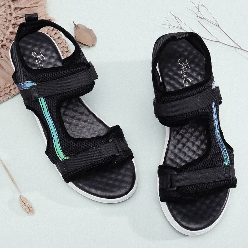 Frauen Mesh-nähte Hakenschlaufe Lässige Sport-sandalen Mit Keilabsatz