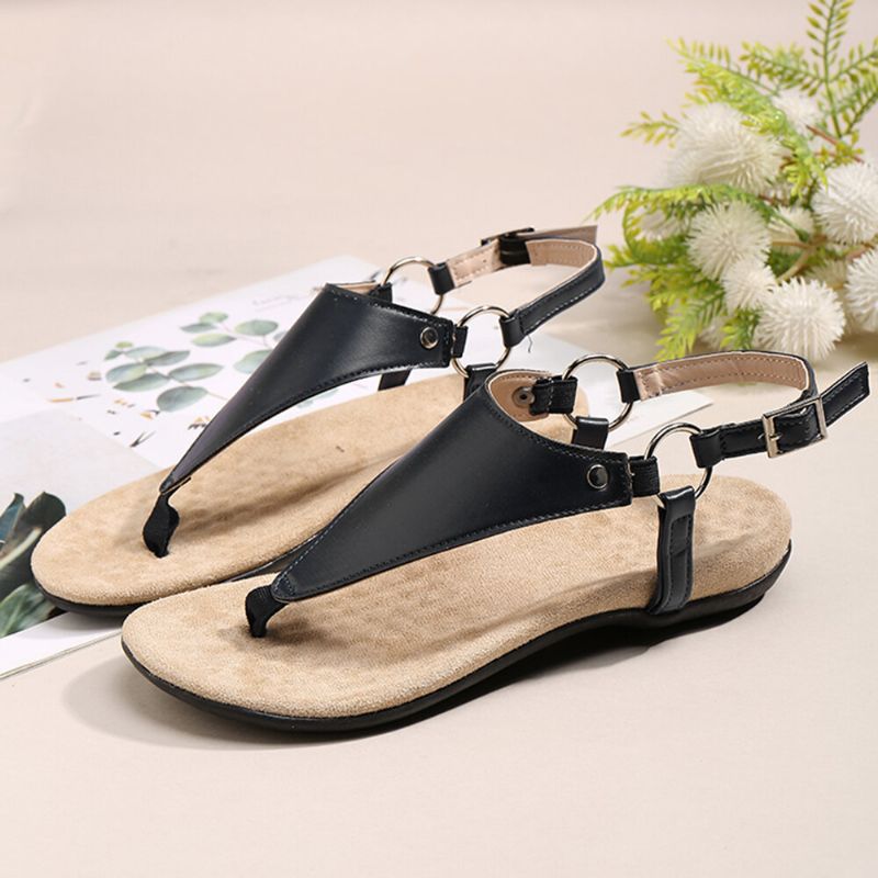 Frauen-metallschnallen-flip-flops Beiläufige Flache Slingback-sandalen