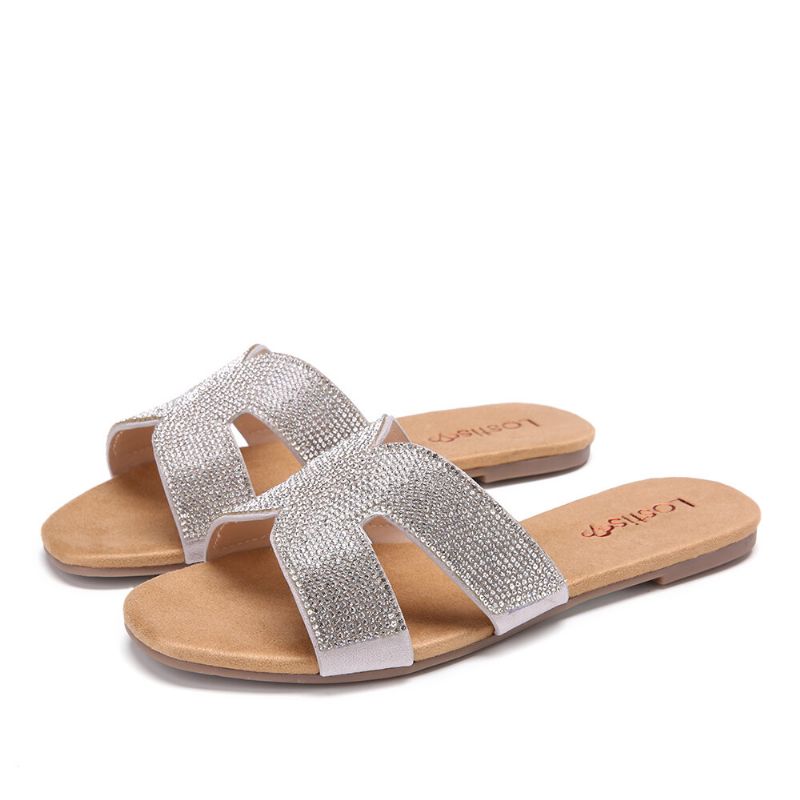 Frauen Mit Perlenstickerei Aushöhlen Lässige Slide-sandalen