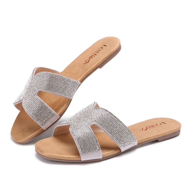 Frauen Mit Perlenstickerei Aushöhlen Lässige Slide-sandalen