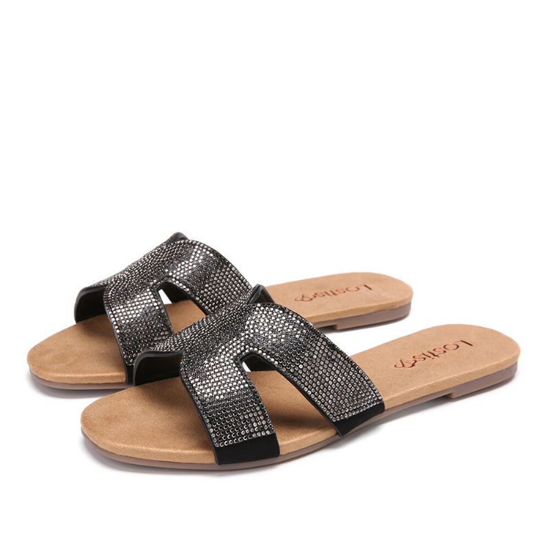 Frauen Mit Perlenstickerei Aushöhlen Lässige Slide-sandalen