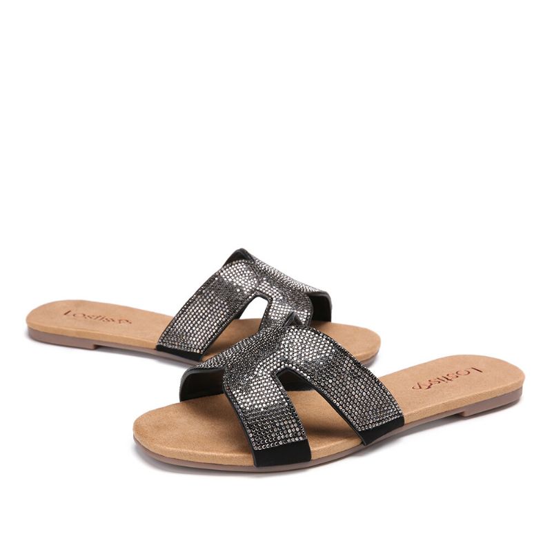 Frauen Mit Perlenstickerei Aushöhlen Lässige Slide-sandalen