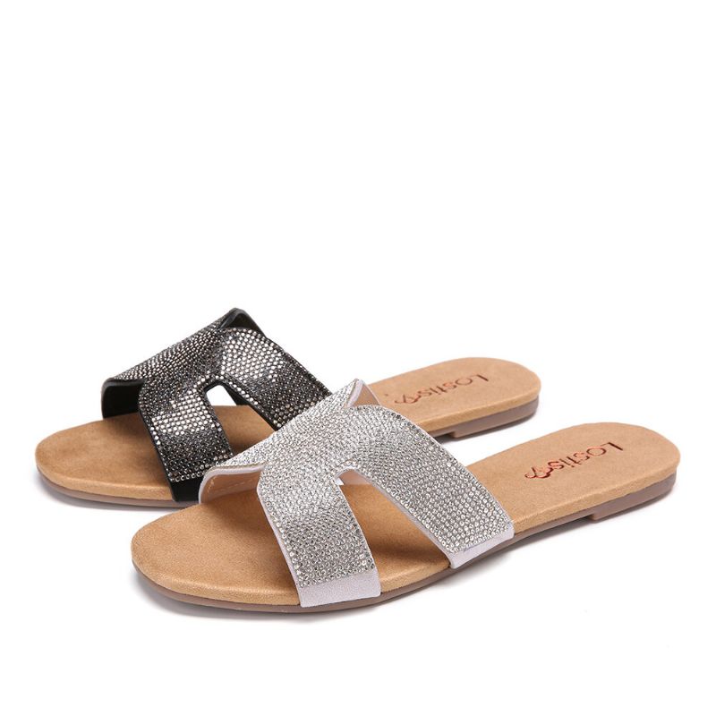 Frauen Mit Perlenstickerei Aushöhlen Lässige Slide-sandalen