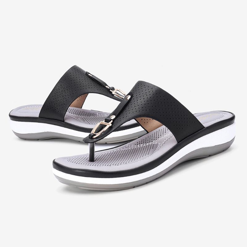 Frauen Sommer Metallverzierung Flip Flops Bequeme Clip Toe Sandalen