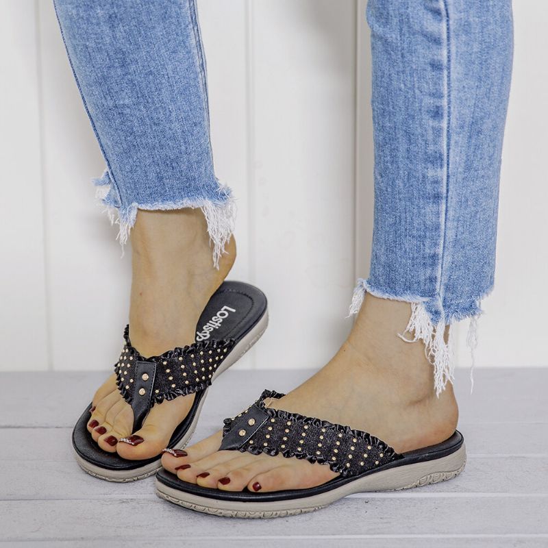 Gekräuselte Flip-flops Für Damen Freizeitsandalen