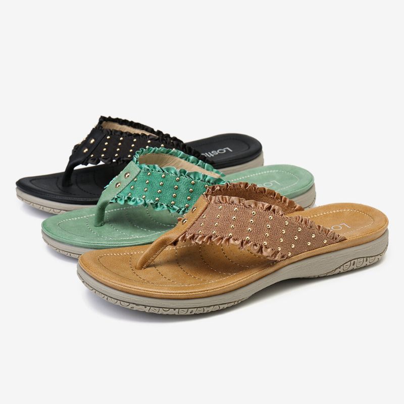 Gekräuselte Flip-flops Für Damen Freizeitsandalen