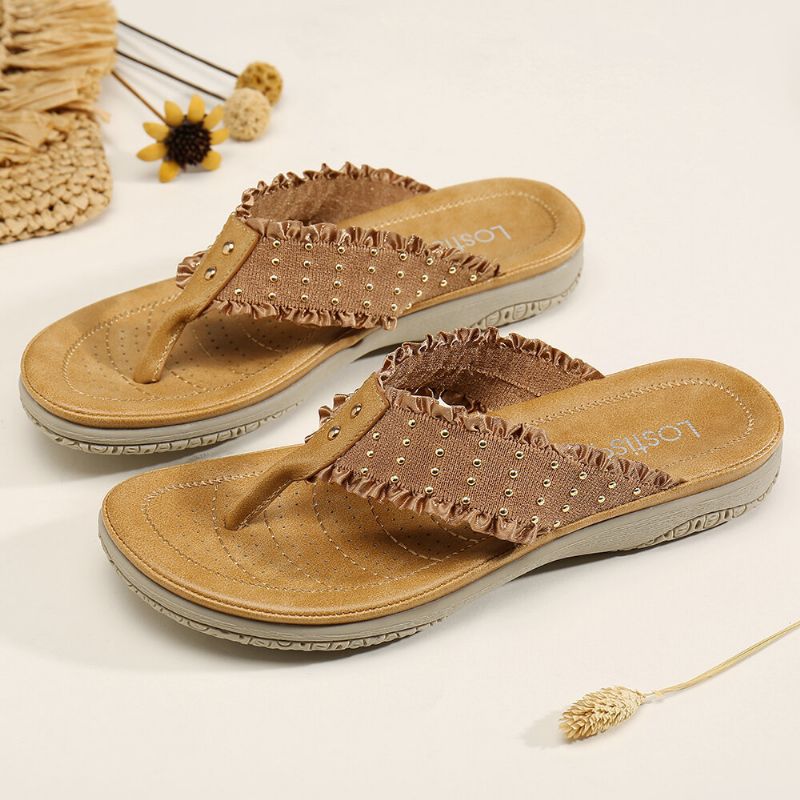 Gekräuselte Flip-flops Für Damen Freizeitsandalen