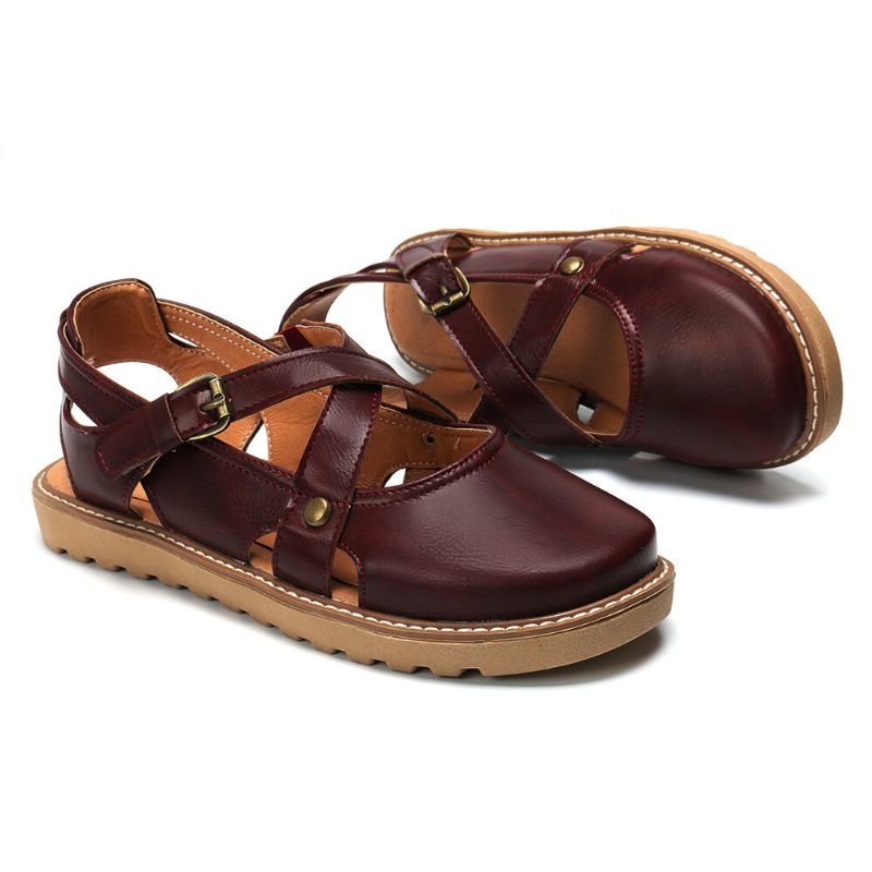 Geschlossene Zehensandalen Mit Breitem Schnitt Und Comgy Cross Bluckle-riemen Für Damen