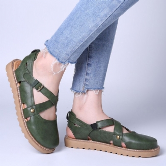 Geschlossene Zehensandalen Mit Breitem Schnitt Und Comgy Cross Bluckle-riemen Für Damen