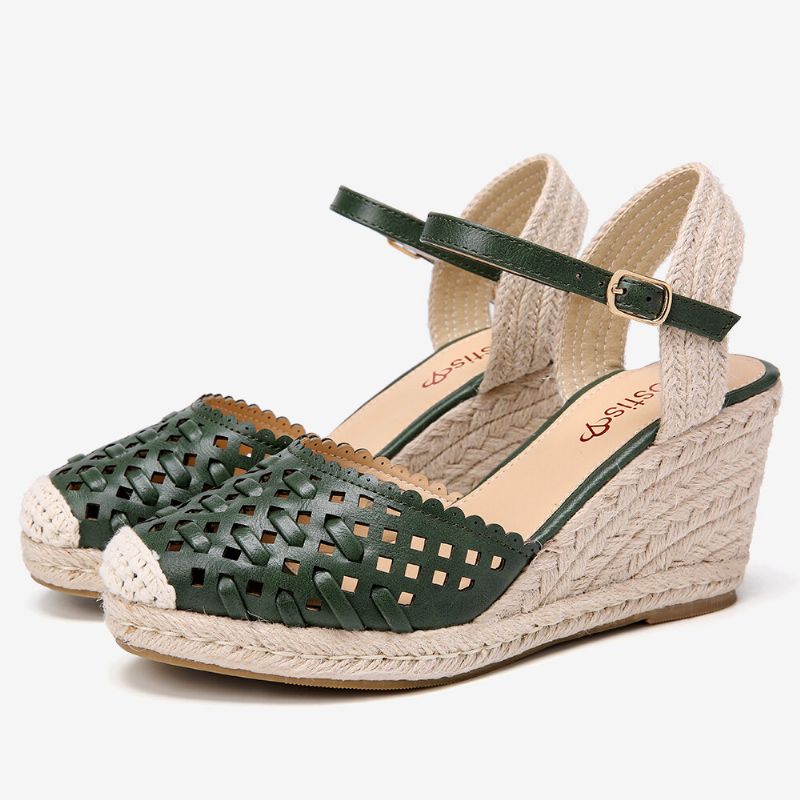 Gewebte Ausgehöhlte Espadrilles-keilsandalen Für Damen