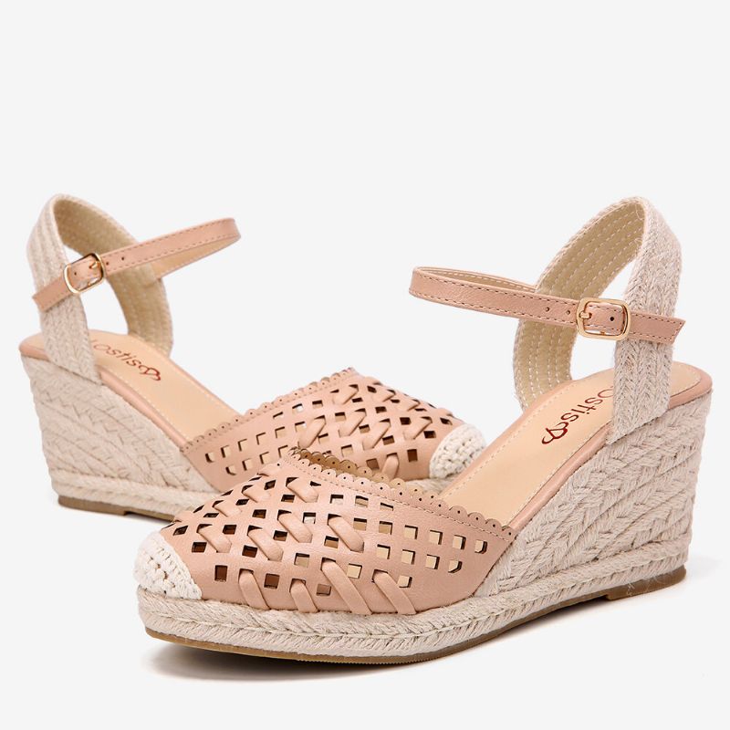 Gewebte Ausgehöhlte Espadrilles-keilsandalen Für Damen