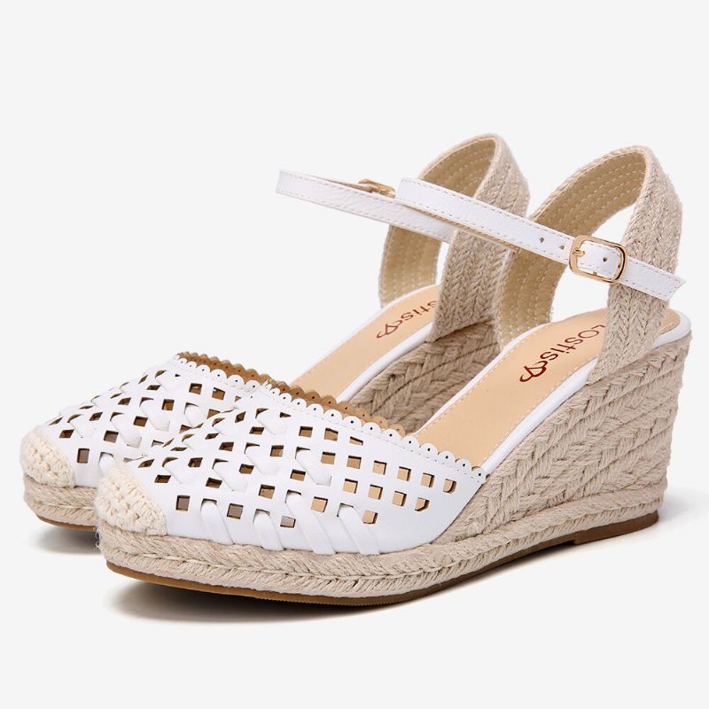 Gewebte Ausgehöhlte Espadrilles-keilsandalen Für Damen