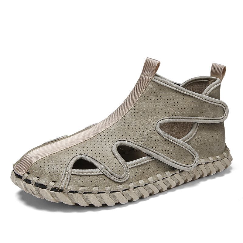 Handgenähte Hohle Lässige Outdoor-strandsandalen Für Herren