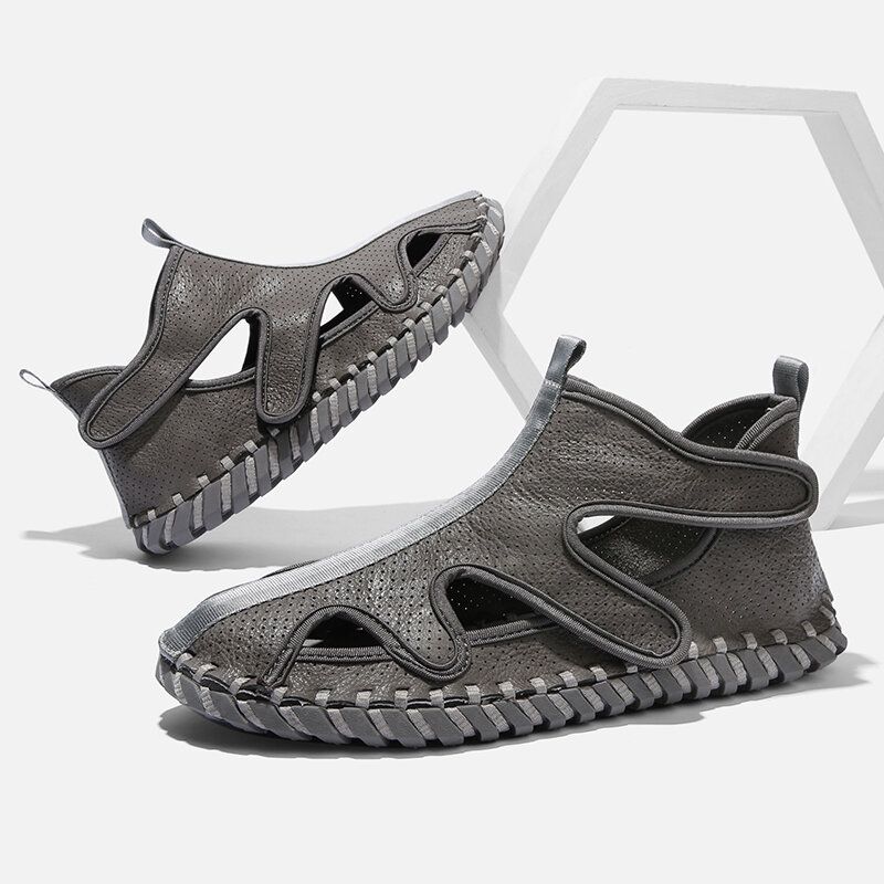 Handgenähte Hohle Lässige Outdoor-strandsandalen Für Herren