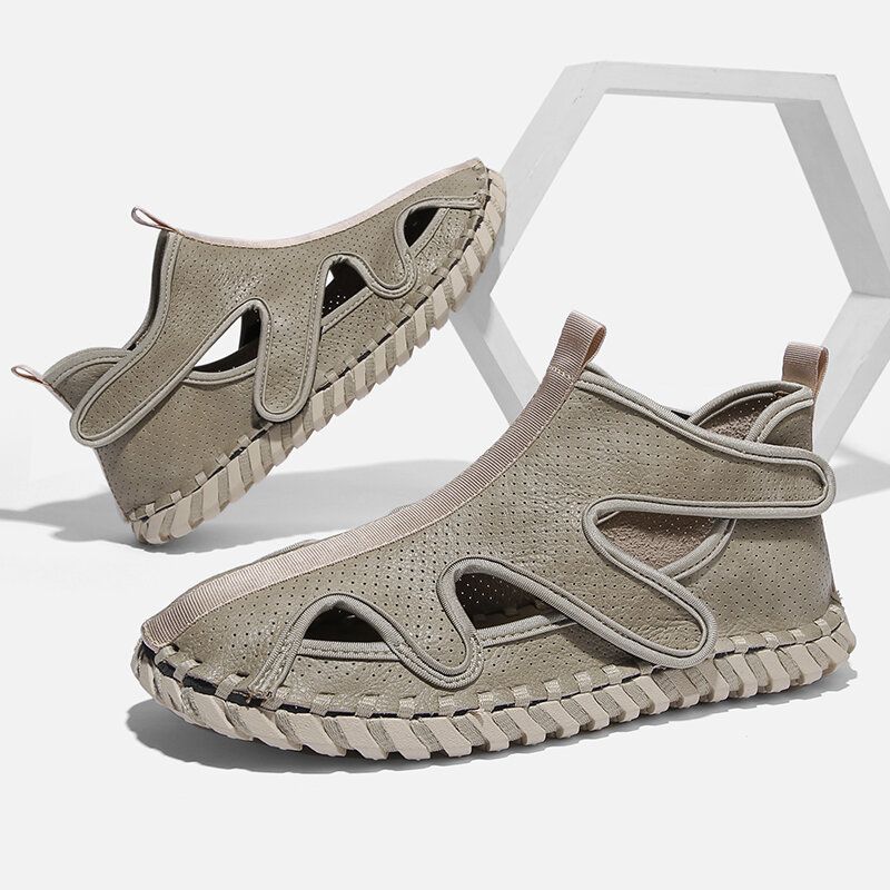 Handgenähte Hohle Lässige Outdoor-strandsandalen Für Herren