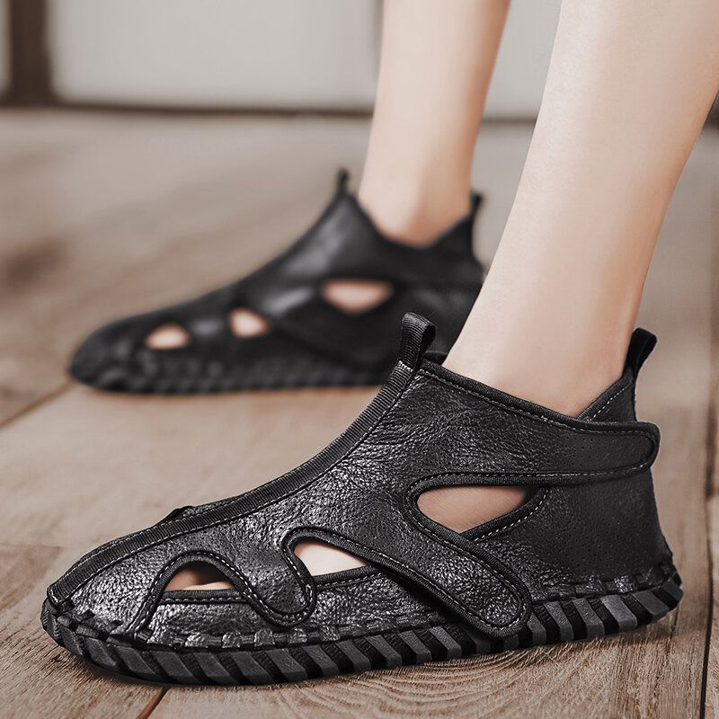 Handgenähte Hohle Lässige Outdoor-strandsandalen Für Herren