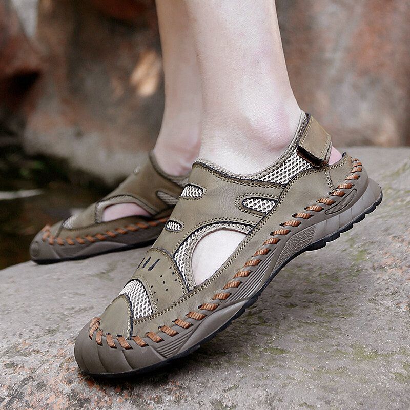 Handnähte Hakenschlaufe Für Herren Rutschfeste Outdoor-sandalen