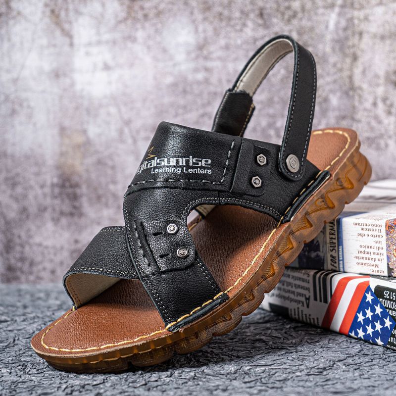 Herren Echtes Leder Zwei-wege-rutschfeste Weiche Lässige Outdoor-sandalen