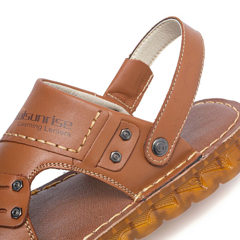 Herren Echtes Leder Zwei-wege-rutschfeste Weiche Lässige Outdoor-sandalen